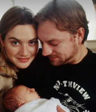 Jim Threapleton with his ex-wife Kate Winslet and their kid Mia.
